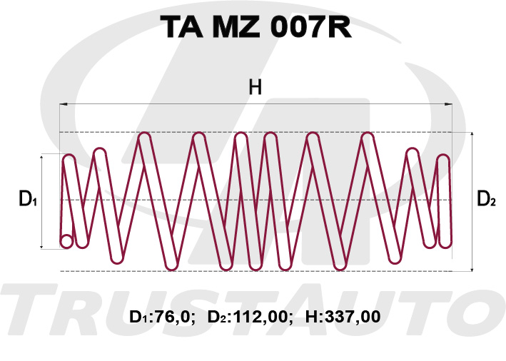 Пружина подвески усиленная (TA) TA MZ 007R TRUSTAUTO TAMZ007R